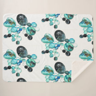 Sea glass colours flowers and bling  sherpa blanket
