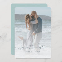 Sea Glass Dusty Blue Photo Save The Date Wedding