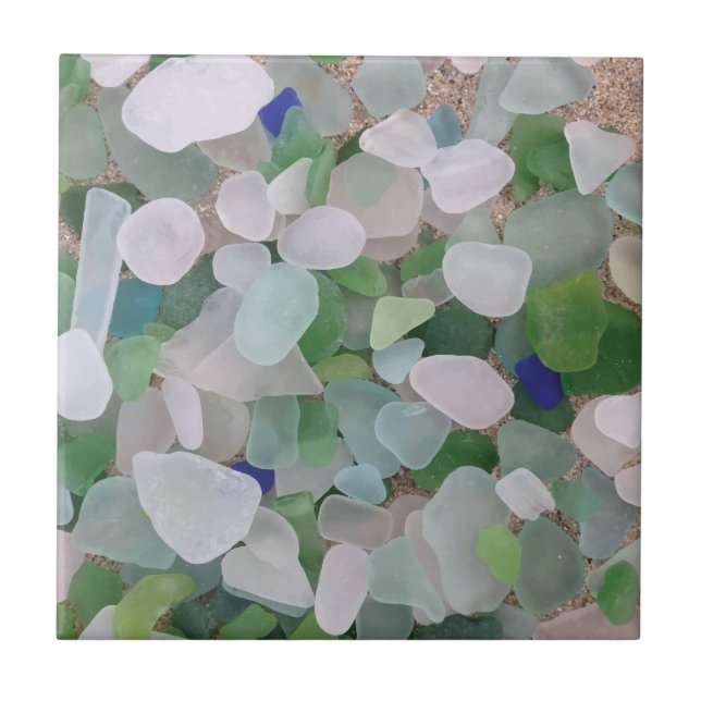 Sea glass from the ocean ceramic tile (Front)