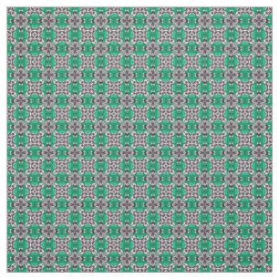 Sea Glass Green and White Repeat Tile Pattern Fabric
