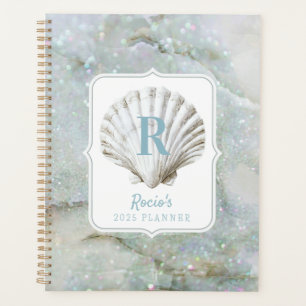 Sea Glass Green Shell Monogram Planner