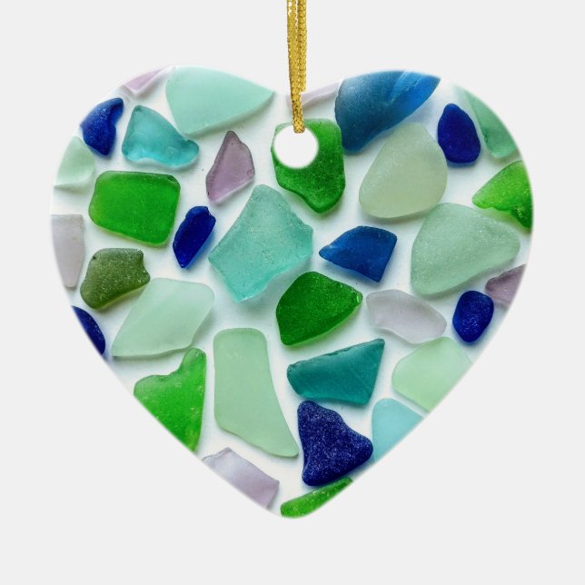 Sea Glass Heart Mother's Day Ornament (Front)