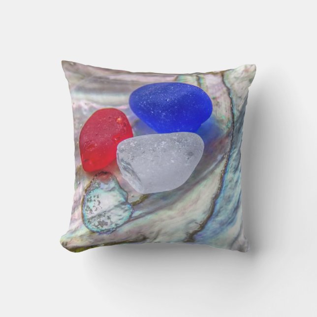 Sea glass in pastel shell cushion (Front)