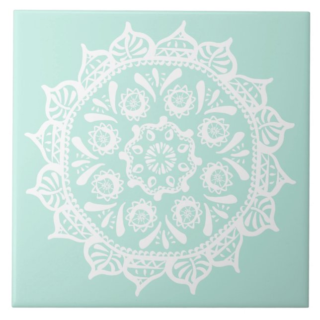 Sea Glass Mandala Ceramic Tile (Front)