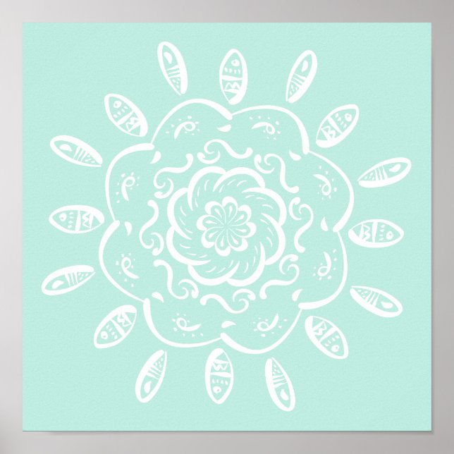 Sea Glass Mandala Poster (Front)