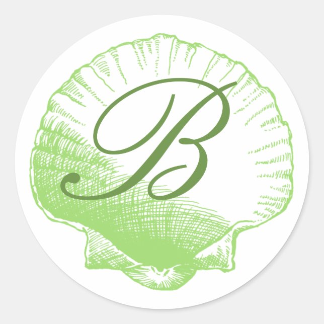 Sea Glass Monogrammed Sea Shell Sticker (Front)
