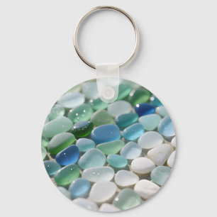 Sea Glass Mosaic Ocean Blues Tranquil Key Ring