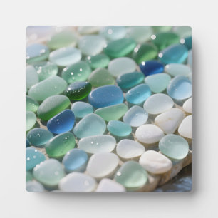 Sea Glass Mosaic Ocean Blues Tranquil Plaque