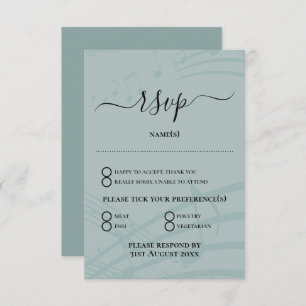 Sea Glass Music Notes Wedding RSVP Card