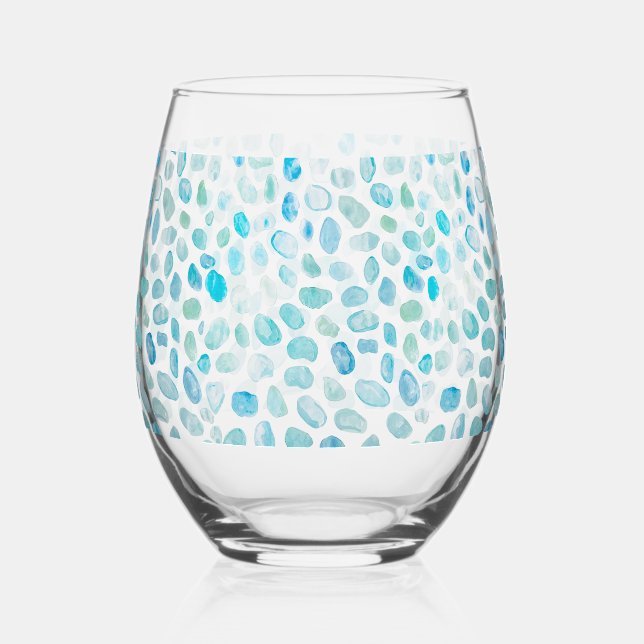 Sea Glass Painting Pattern Coastal Wine Glasses (Front)