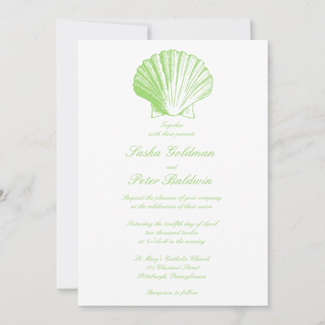 Sea Glass Sea Shells Wedding Invitation (Front)