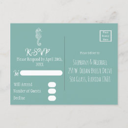 Sea Glass Seahorse Beach RSVP Postcard