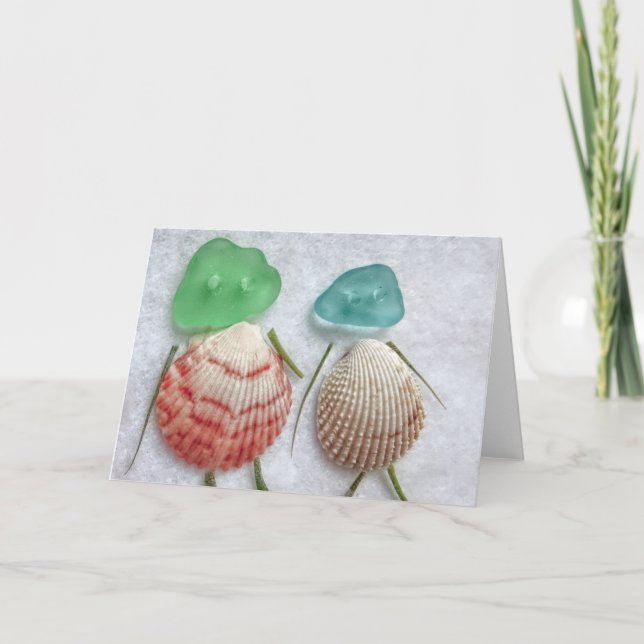 Sea glass seashells girls card (Front)