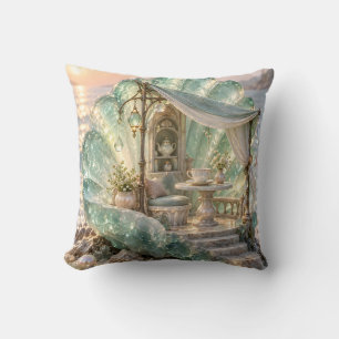 Sea Glass Shell Tea Cove Coastal Retreat Cushion