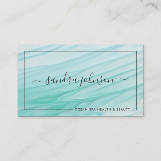 Sea Glass Tides | Ocean Blue Watercolor Business Business Card (Front)