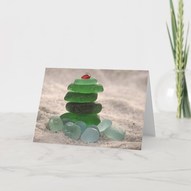 Sea Glass Tree Holiday Card (Front)