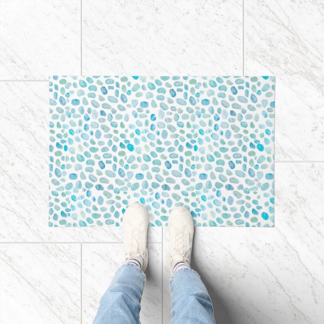 Sea Glass Turquoise Beach Pebble  Doormat (Indoor)