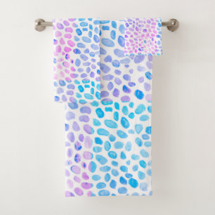 Sea Glass Turquoise Pattern Beach Bath Towel Set