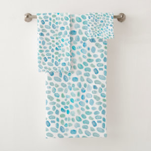 Sea Glass Turquoise Pattern Beach Bath Towel Set