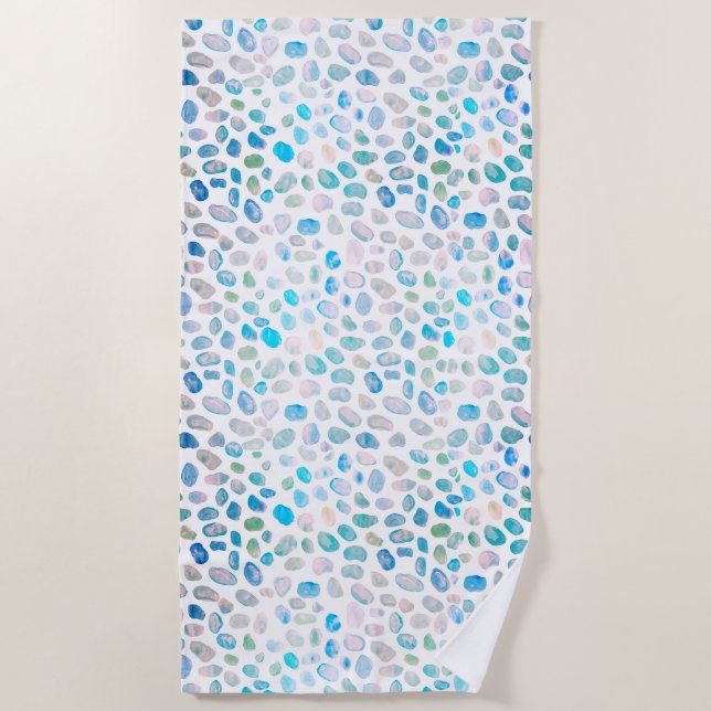 Sea Glass Turquoise Pattern Mermaid Beach Towel (Front)