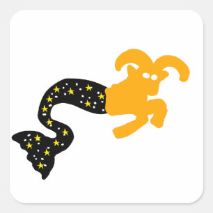 Sea‑Goat Zodiac Space Tail Silhouette Square Sticker