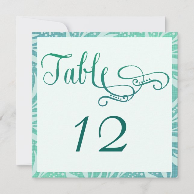 Sea Grass Beach Wedding Table Number Cards (Front)