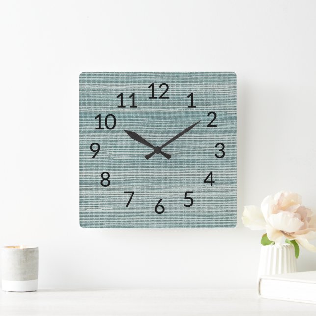 Sea Grass Pebble Painting Beach Texture Pattern Square Wall Clock (Home)