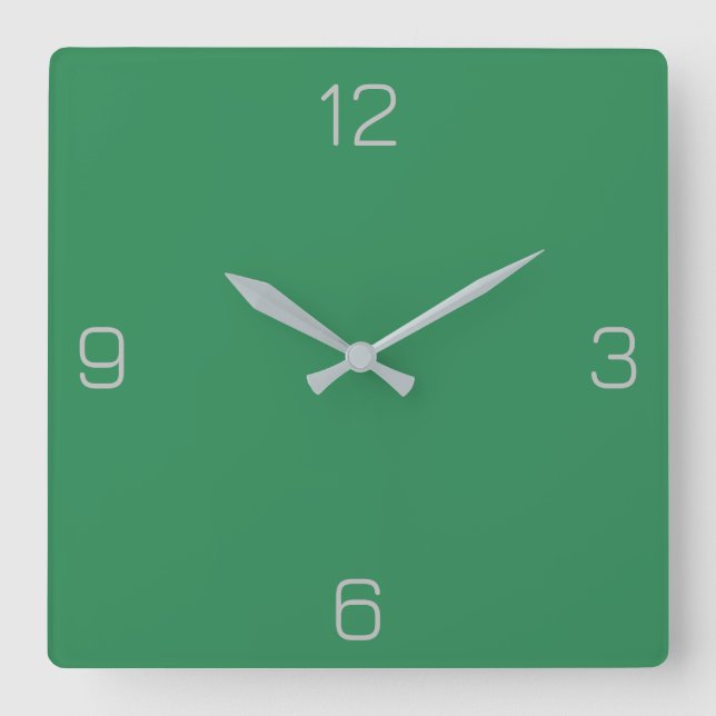 Sea Green 2E8B57 Colour - With Option to Add Name Square Wall Clock (Front)