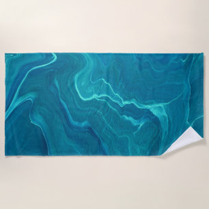 Sea Green Agate Marble Abstraction  Beach Towel