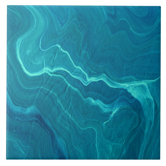 Sea Green Agate Marble Abstraction  Ceramic Tile (Front)