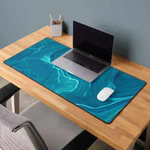 Sea Green Agate Marble Abstraction Desk Mat
