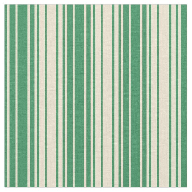Sea Green and Beige Pattern of Stripes Fabric (Close Up)