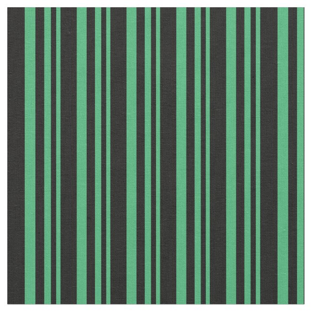 Sea Green and Black Coloured Stripes/Lines Pattern Fabric (Close Up)