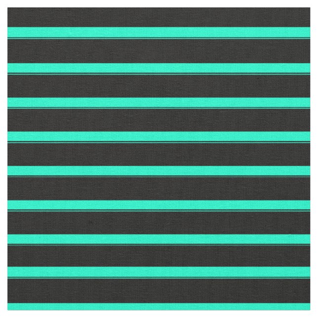Sea Green and Black Stripes Fabric (Close Up)