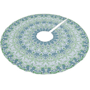 Sea Green and Blue Coastal Mandala Pattern Brushed Polyester Tree Skirt