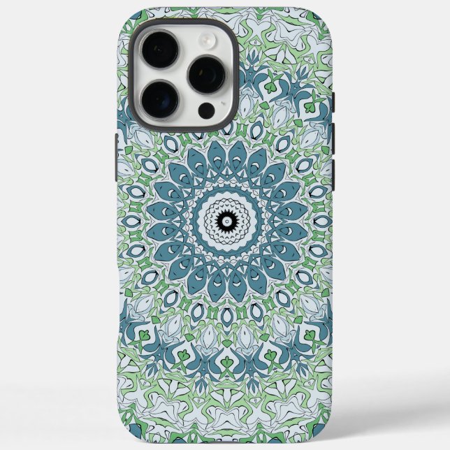Sea Green and Blue Coastal Mandala Pattern Case-Mate iPhone Case (Back)