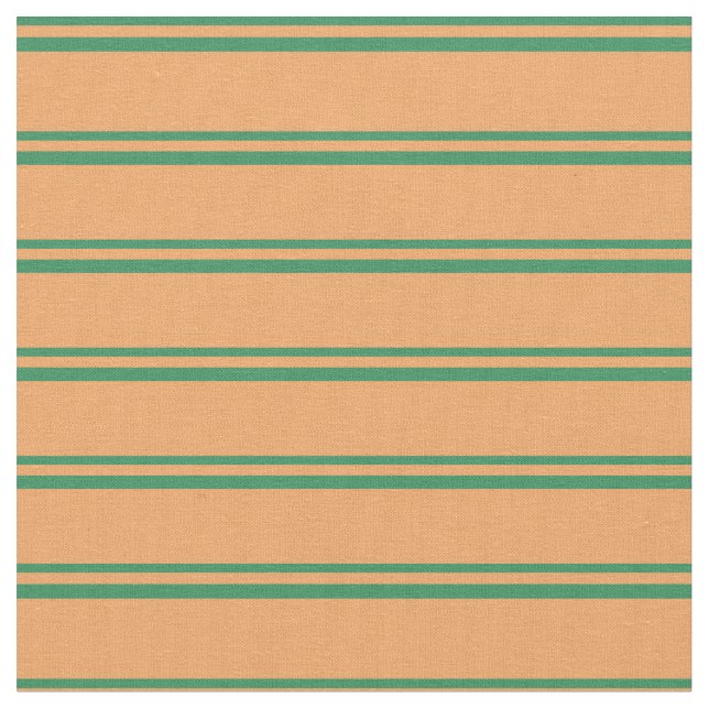 Sea Green and Brown Lined/Striped Pattern Fabric (Close Up)