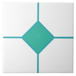 Sea Green and cyan diamond cross on whire Ceramic Tile