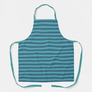 sea green and denim blue stripes apron