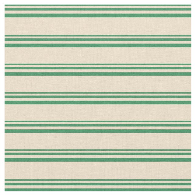Sea Green and Tan Coloured Pattern of Stripes Fabric (Close Up)
