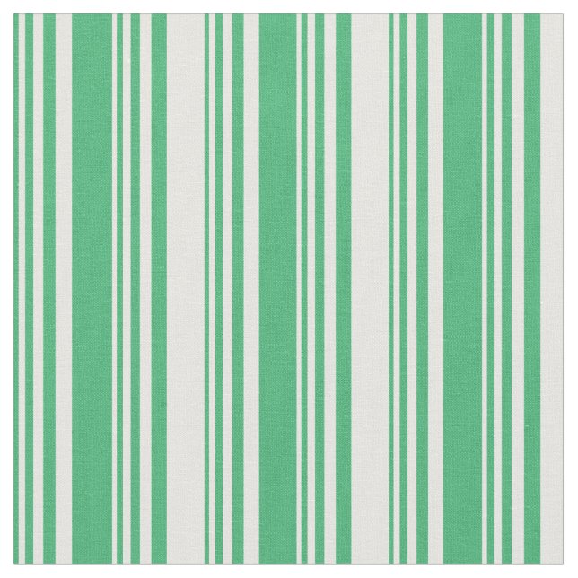 Sea Green and White Coloured Stripes Pattern Fabric (Close Up)