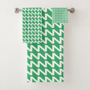 Sea Green and white Modern Sharp Waves Bath Towel Set
