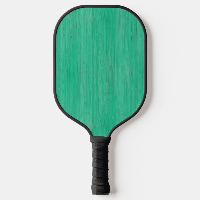 Sea Green Bamboo Wood Grain Look Pickleball Paddle (Front)