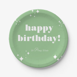 Sea Green Birthday sticker Paper Plate