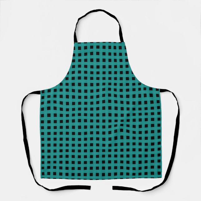 Sea Green Black Weave Pattern Apron (Front)
