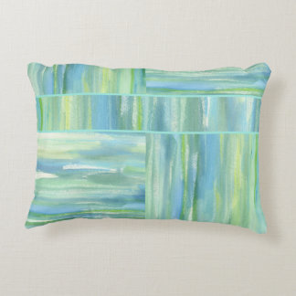 Sea green blue watercolor abstract decorative cushion