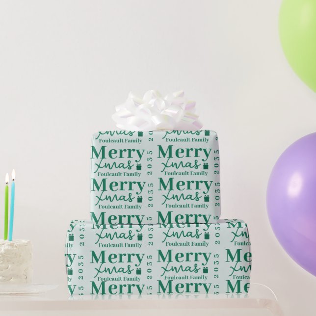 Sea green Christmas text mini gift icon elegant   Wrapping Paper (Party Gifts)