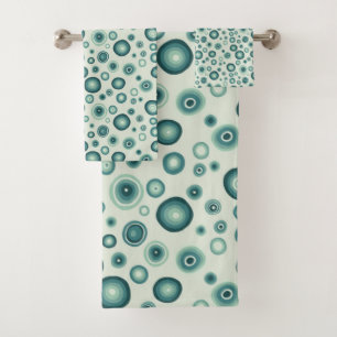 Sea Green Colourful Bubbles Modern Circles Pattern Bath Towel Set