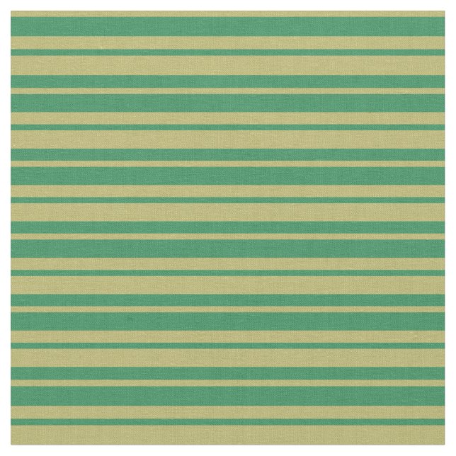 Sea Green & Dark Khaki Lined Pattern Fabric (Close Up)