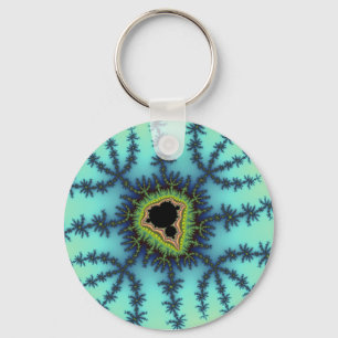 Sea Green Fractal Key Ring